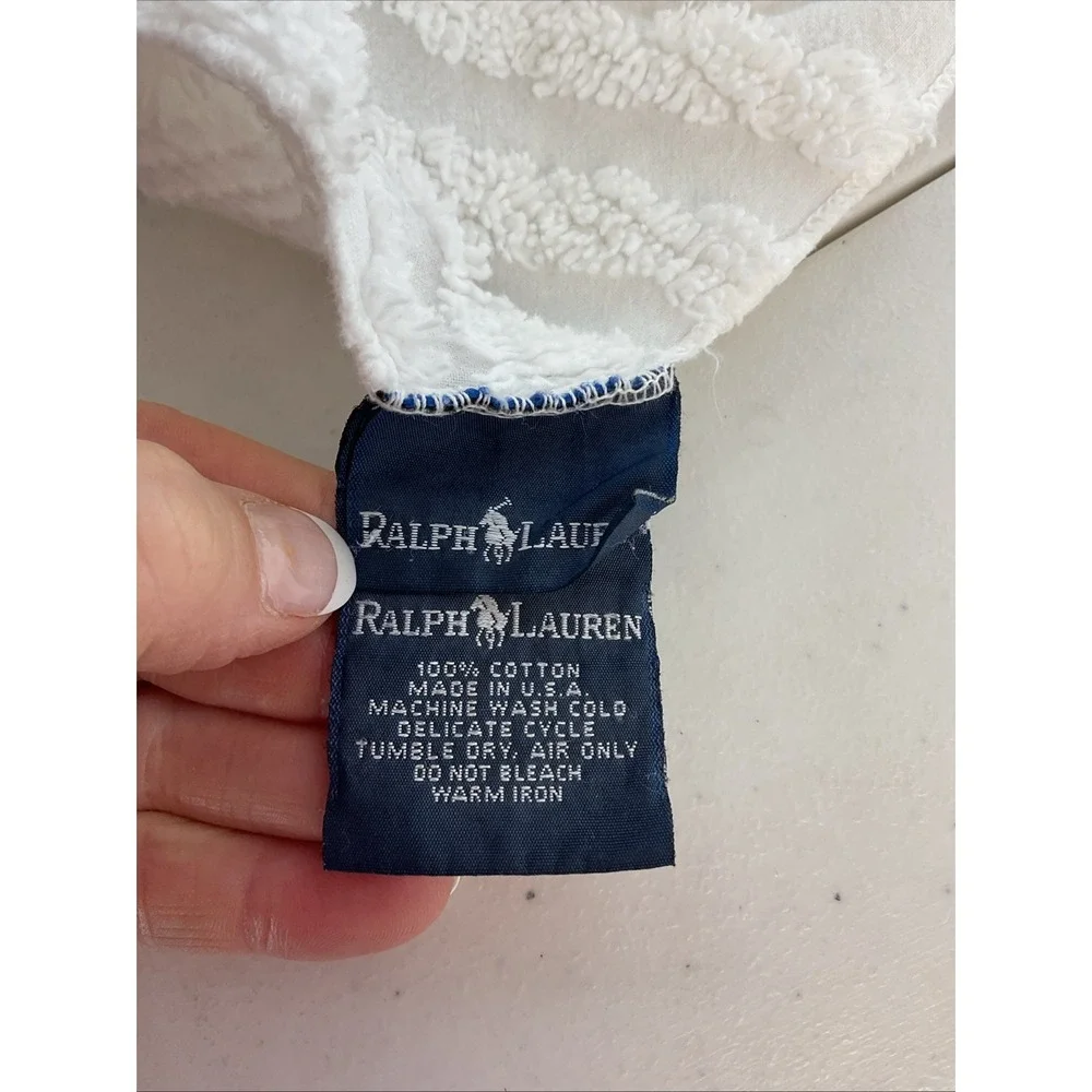 Vtg Ralph Lauren Tufted Chenille Twin‎ Bedspread Pale Yellow 70s